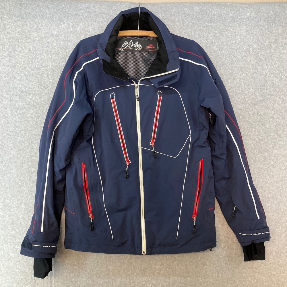 Eider Womens L Windstopper Ski Jacket Sealed Zippers Thermal Control System Blue